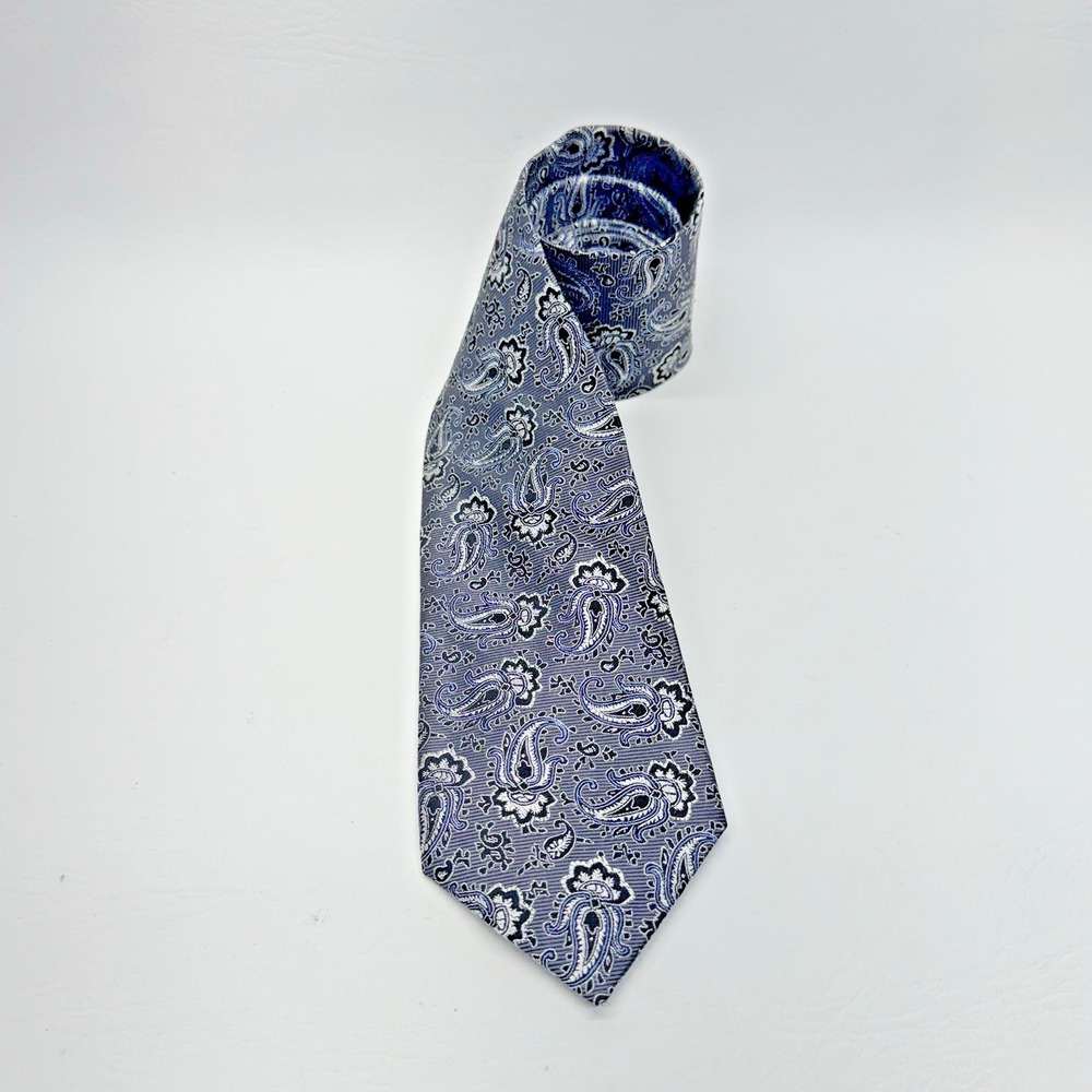 Jos. A. Bank Paisley Silk Tie Mens Blue Grey Executive‎ Collection Dapper Formal